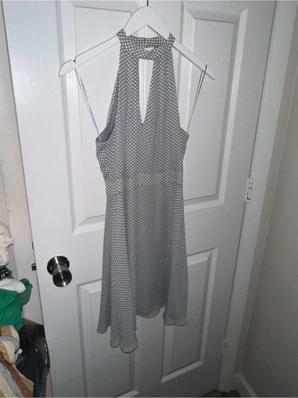 Gray and White High Neck Mini Dress
